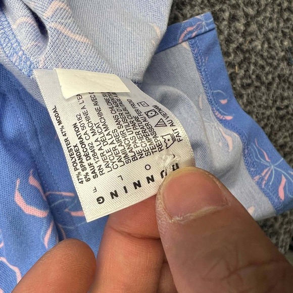 Dunning Polo Shirt Men Large Provo Golf Club Turks & Caicos Blue Floral Print L - Picture 5 of 8